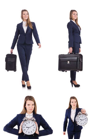 Travel vacation concept with luggage on whiteの写真素材