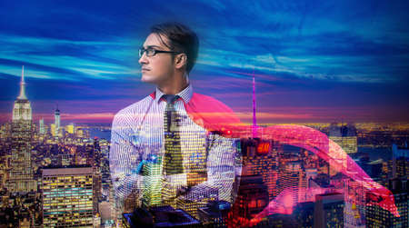 Man with red cover in super hero conceptの写真素材