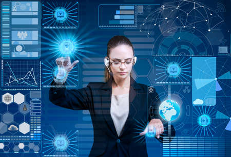 Businesswoman in data mining concept