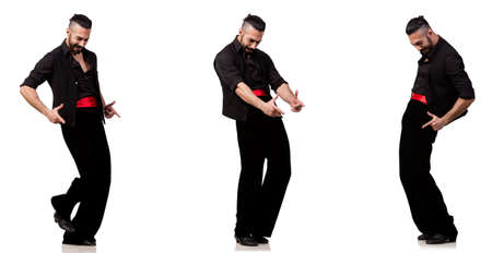 Spanish dancer in various poses on white