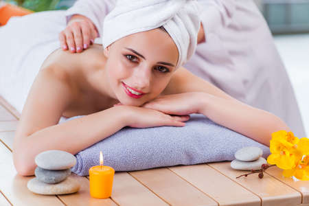 Young woman in spa conceptの写真素材