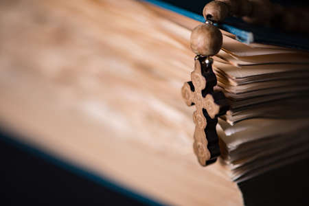 Bible and cross in religious concept
