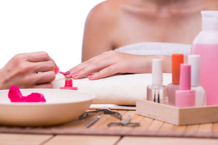 Hand manicure treatment in health conceptの写真素材