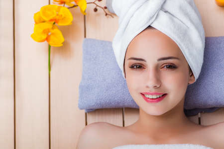 Young woman in spa conceptの写真素材
