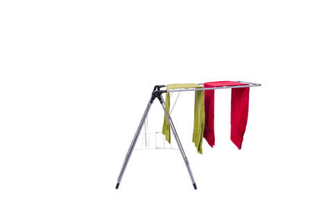 Collapsible clotheshorse isolated on the white backgroundの写真素材