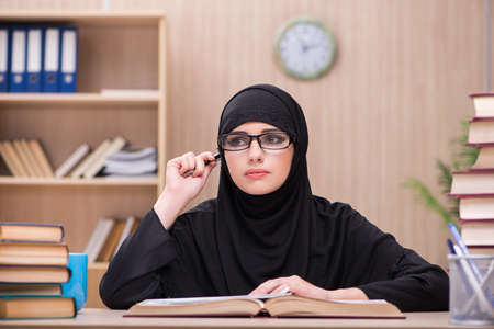 Woman muslim student preparing for examsの写真素材