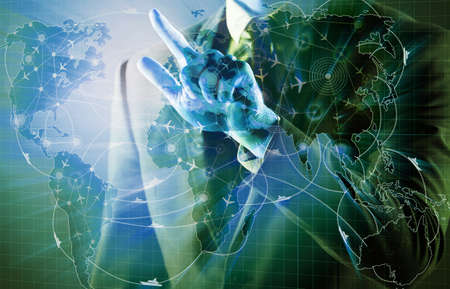 Businessman in world transportation concept