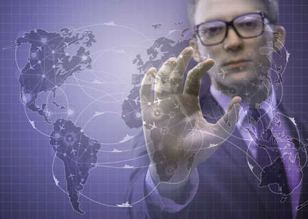 Businessman in world transportation concept