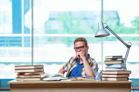 Young male student preparing for high school examsの写真素材