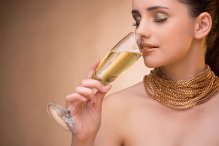 Young woman with champagne glassの写真素材