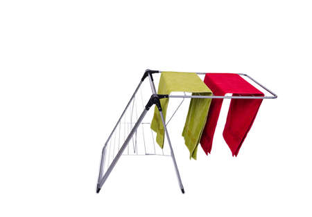 Collapsible clotheshorse isolated on the white backgroundの写真素材