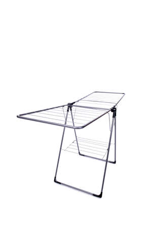 Collapsible clotheshorse isolated on the white backgroundの写真素材