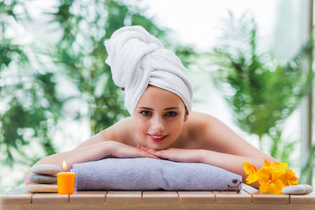 Young woman in spa conceptの写真素材