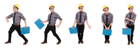 Industrial worker isolated on the white backgroundの写真素材