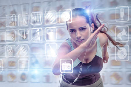 Woman running in sports conceptの写真素材