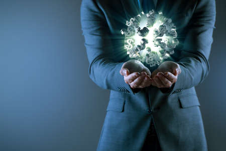 Man in american dollar conceptの写真素材