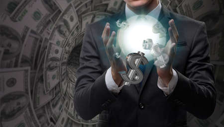 Man in american dollar conceptの写真素材