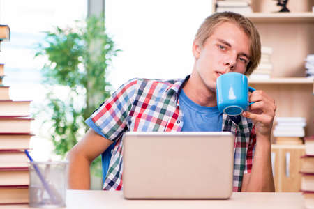 Young student preparing for university examsの写真素材