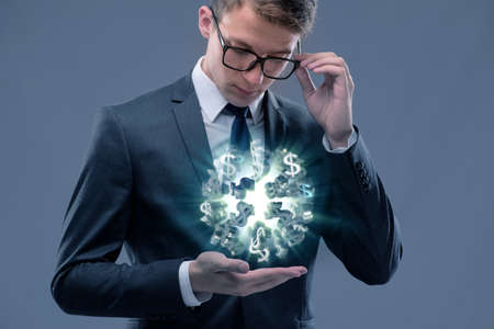 Man in american dollar conceptの写真素材