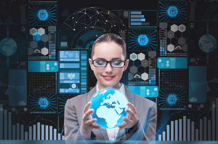 Businesswoman in data mining concept