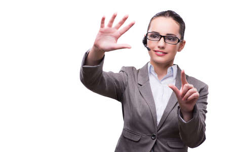 Call center operator in business concept isolated on whiteの写真素材
