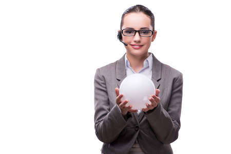 Call center operator in business concept isolated on whiteの写真素材