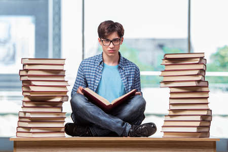 Young student under stress before examsの写真素材