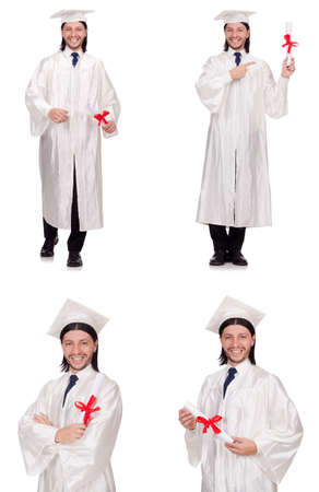 Young man ready for university graduationの写真素材