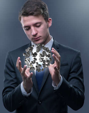 Man in american dollar conceptの写真素材