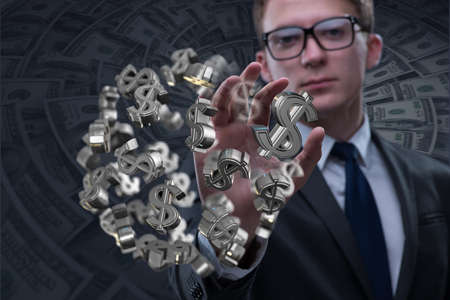 Man in american dollar conceptの写真素材