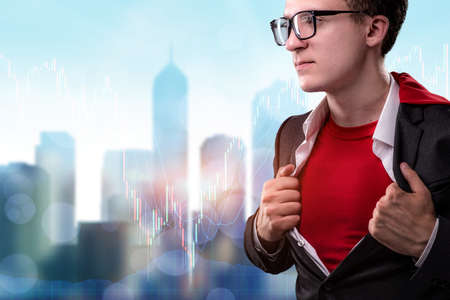 Businessman with red cover in business conceptの写真素材