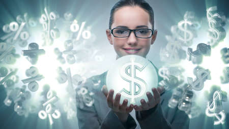 Businesswoman in american dollar conceptの写真素材