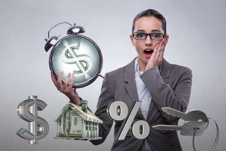 Businesswoman suprised about high interest mortgage rates
