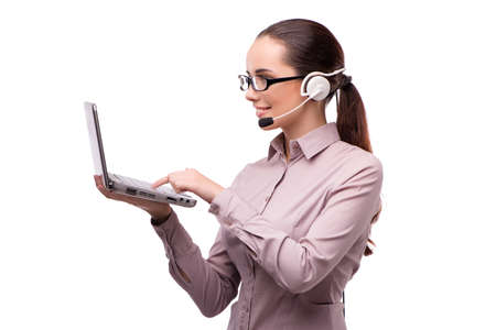 Helpdesk operator isolated on the white backgroundの写真素材