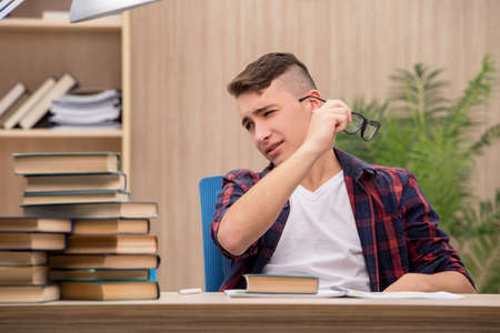 Young student preparing for school examsの写真素材