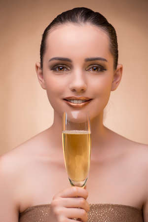 Young woman with champagne glassの写真素材