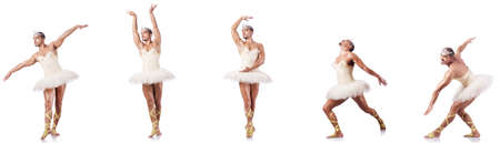 Man in ballet tutu isolated on whiteの写真素材