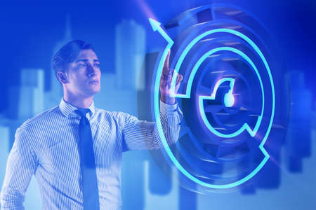 Businessman with maze in difficult situations concept
