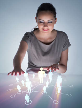 Young woman in social networks conceptsの写真素材