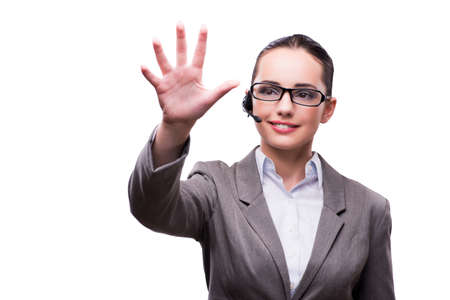 Call center operator in business concept isolated on whiteの写真素材