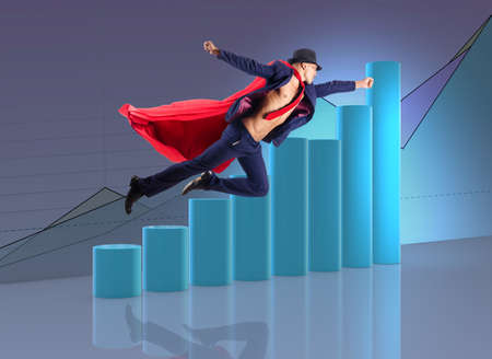 Man in red cover in business conceptの写真素材