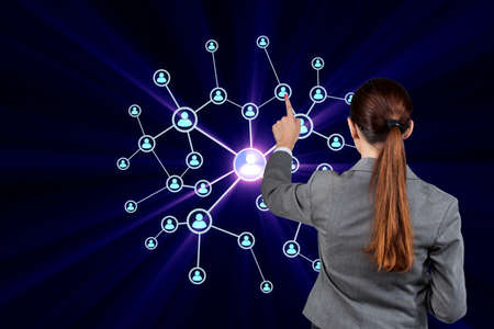 Young woman in social networks conceptsの写真素材