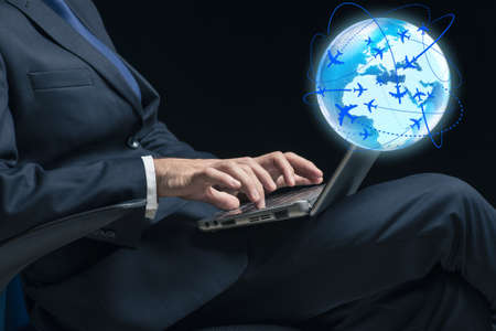 Businessman in air travel conceptの写真素材