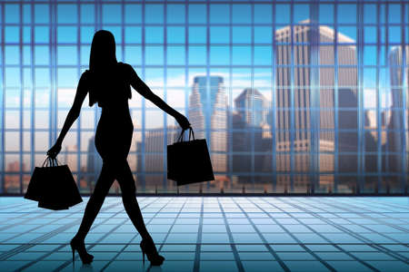 Woman with shopping bags in sale conceptの写真素材