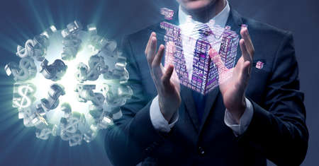 Businessman and dollar in business conceptの写真素材
