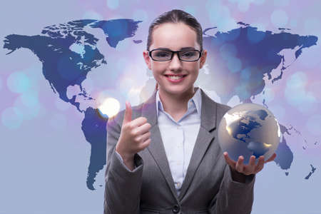 Businesswoman in global business conceptの写真素材