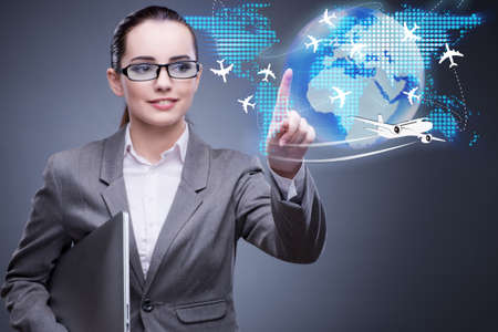 Businesswoman in air travel concept