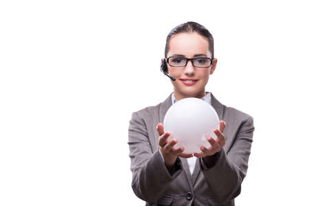 Call center operator in business concept isolated on whiteの写真素材