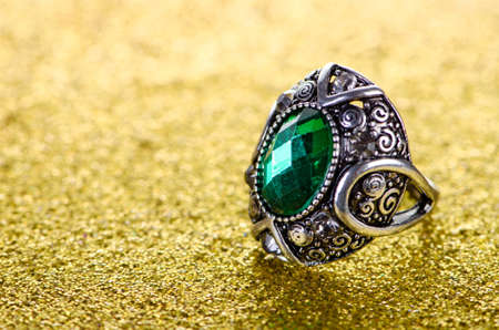 Jewellery concept with ring on shiny backgroundの写真素材