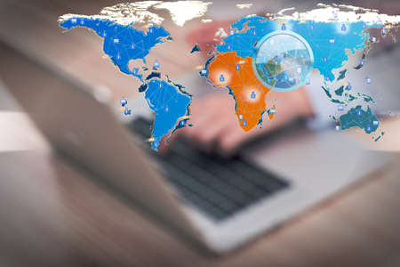 Social networks and online interactions conceptの写真素材
